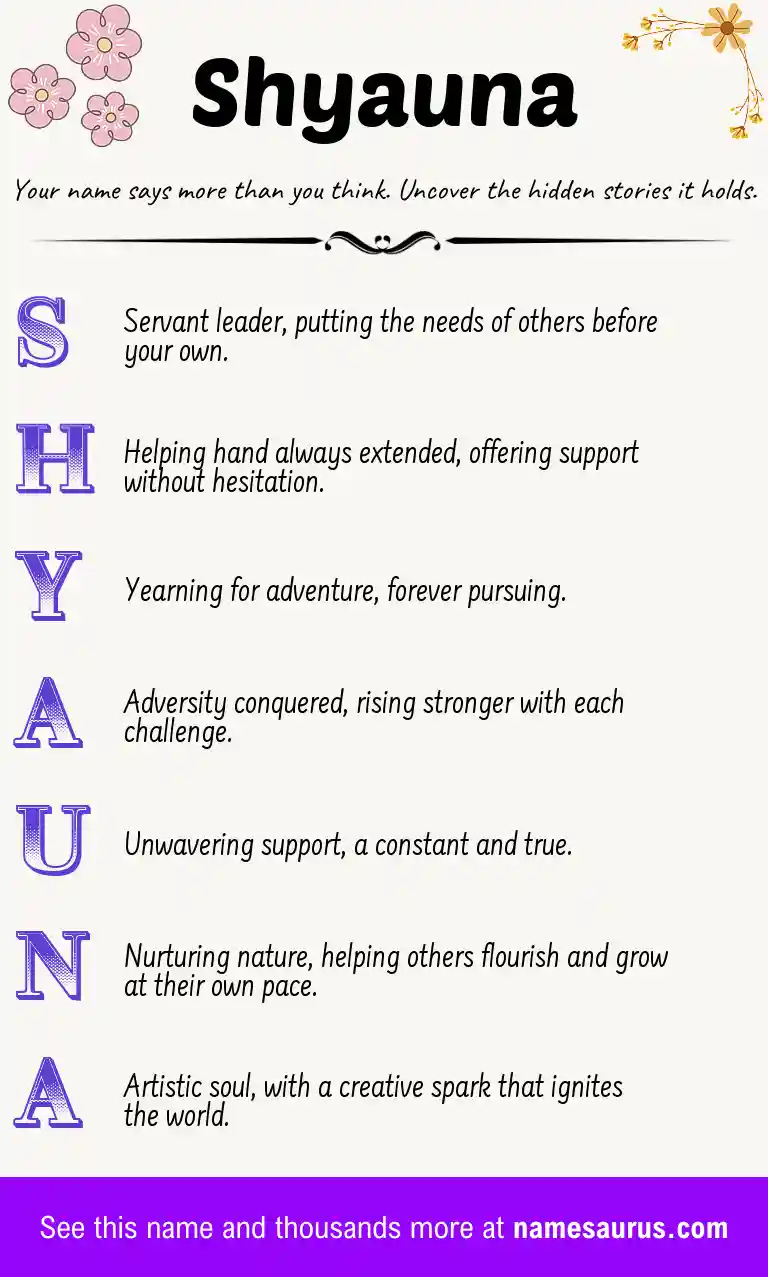 Acrostic poem about Shyauna.