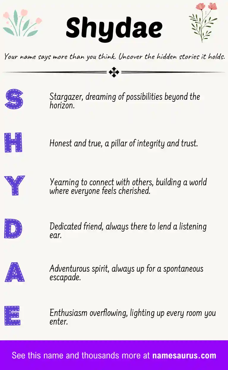 Acrostic poem about Shydae.