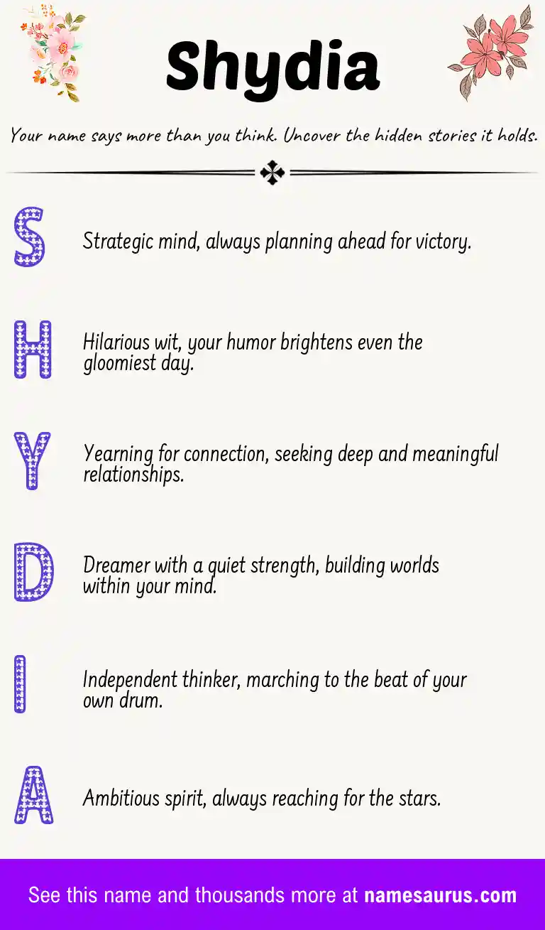 Acrostic poem about Shydia.