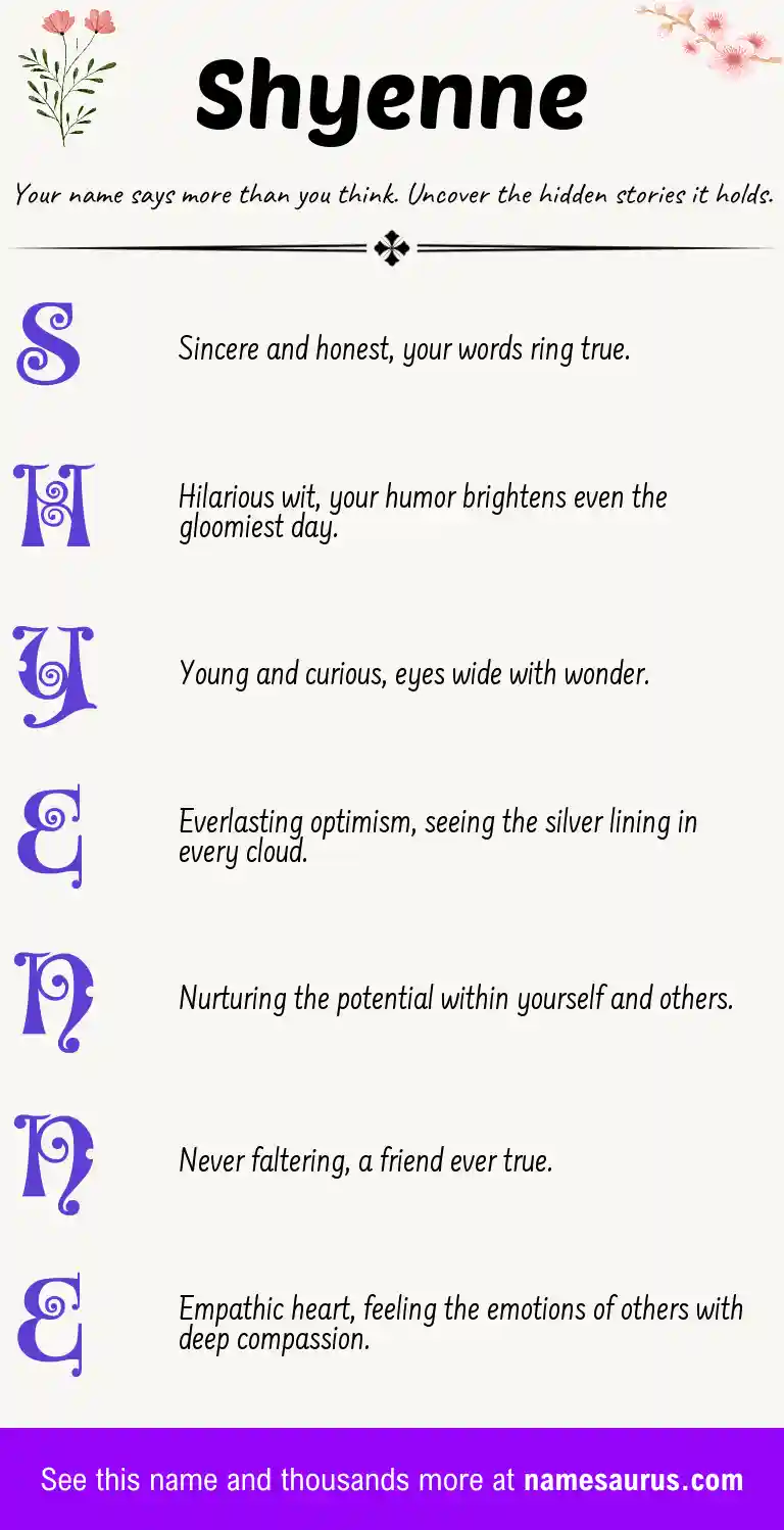 Acrostic poem about Shyenne.