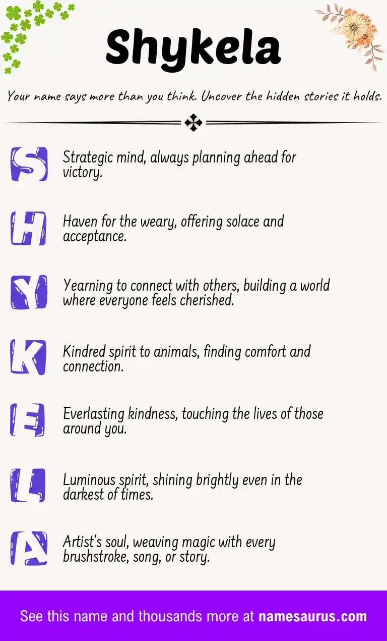 Acrostic poem about Shykela.