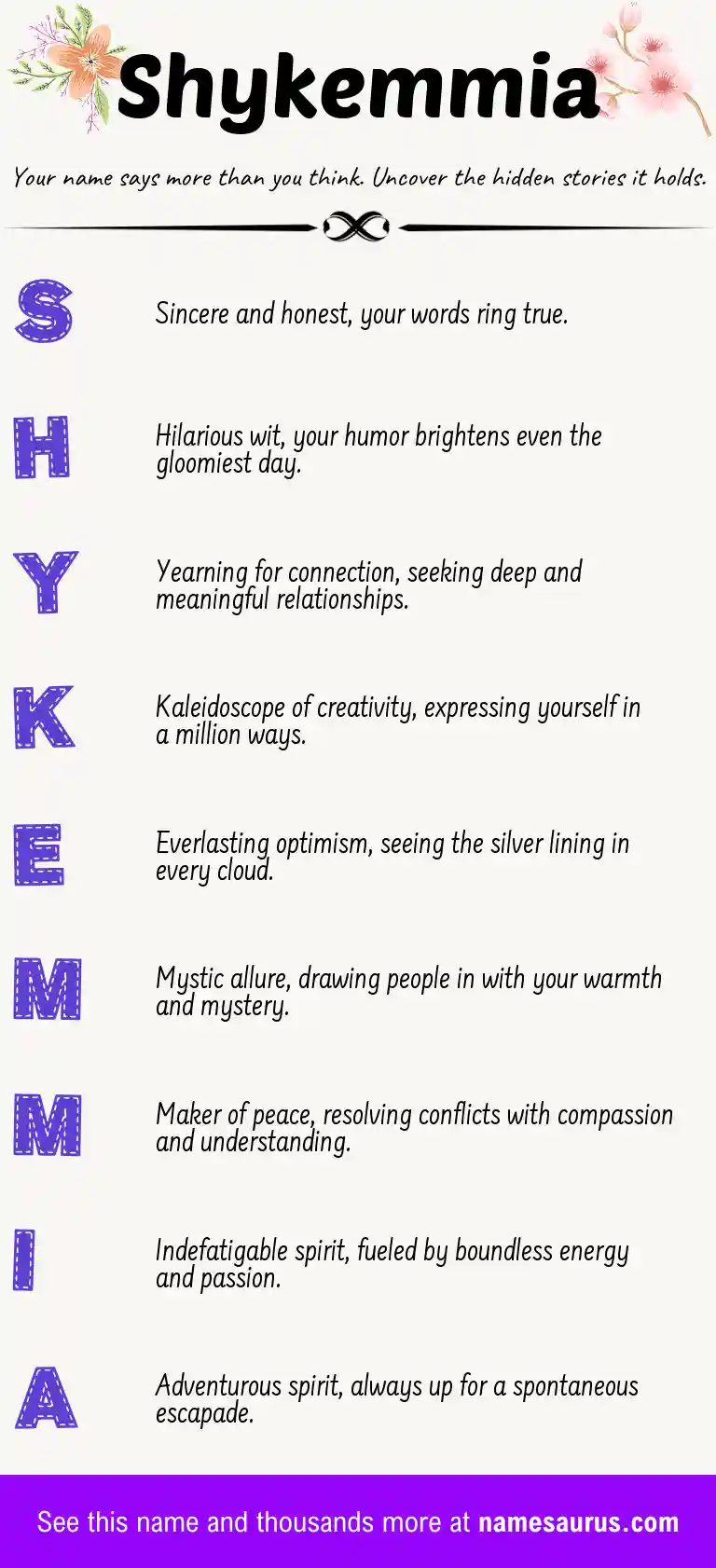Acrostic poem about Shykemmia.