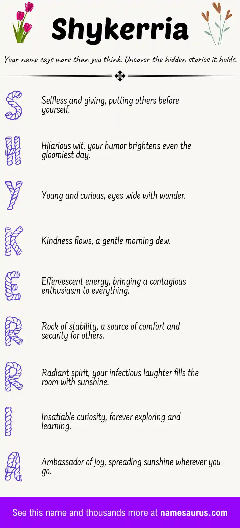 Acrostic poem about Shykerria.