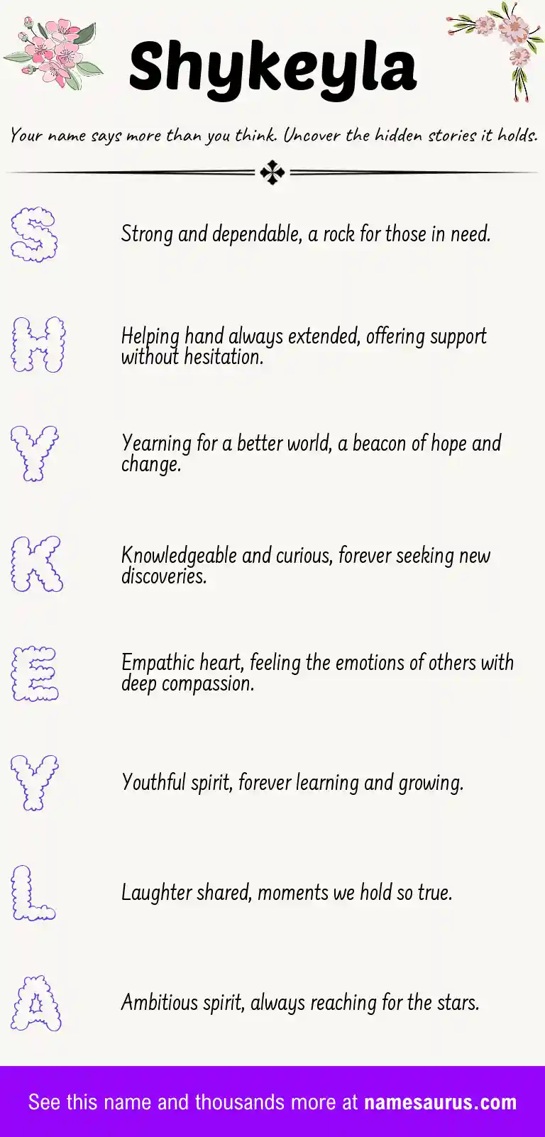 Acrostic poem about Shykeyla.