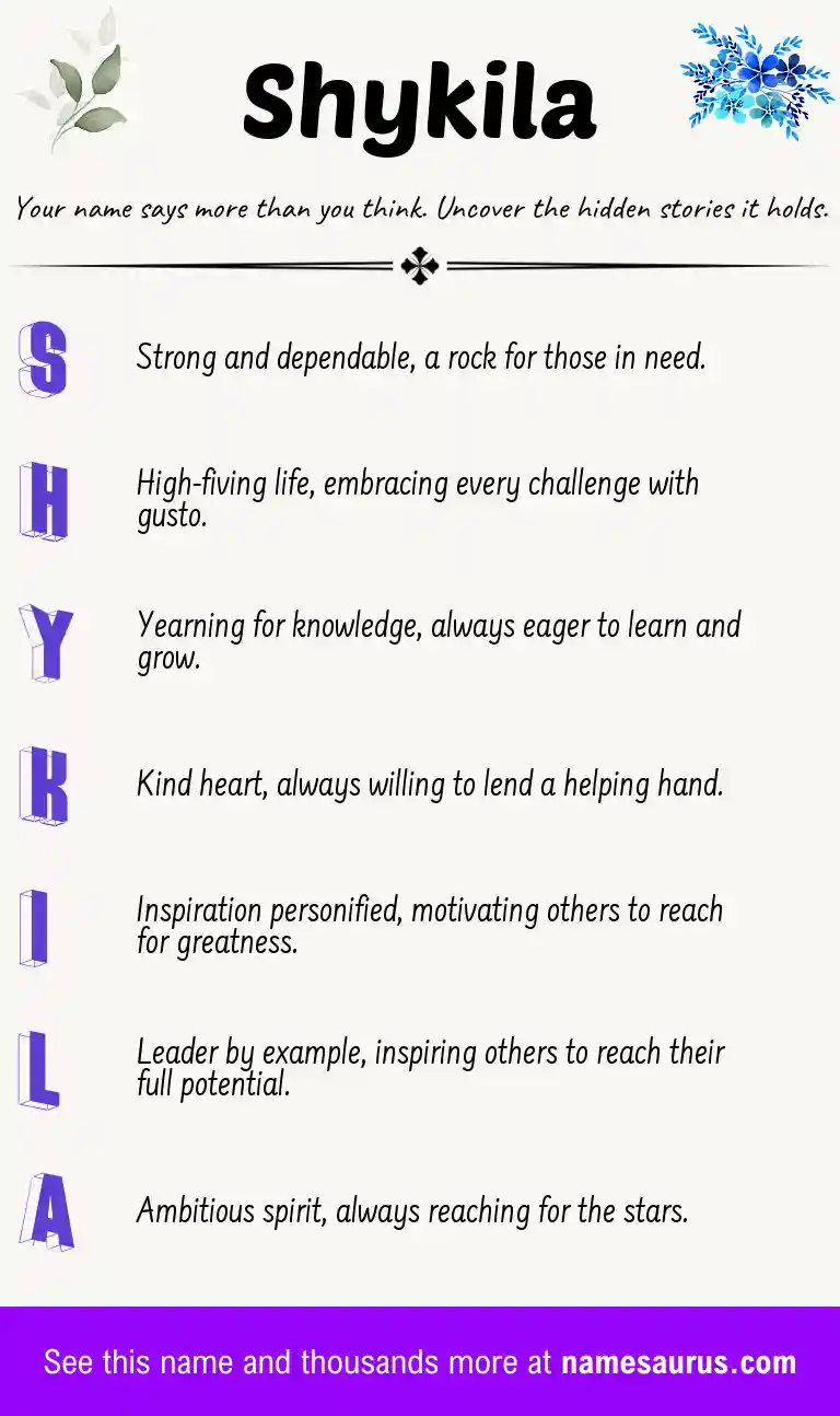 Acrostic poem about Shykila.