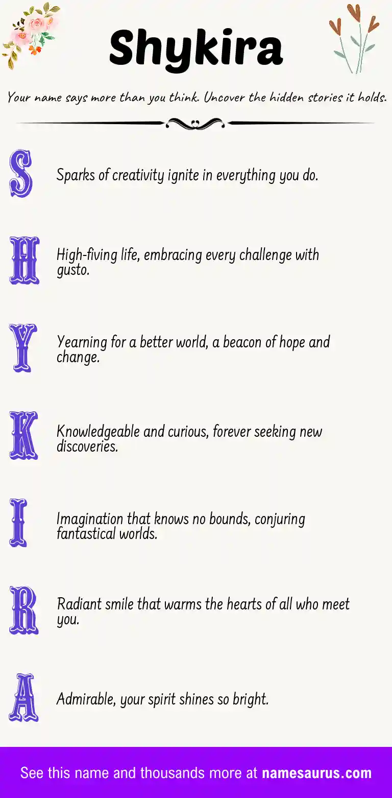Acrostic poem about Shykira.