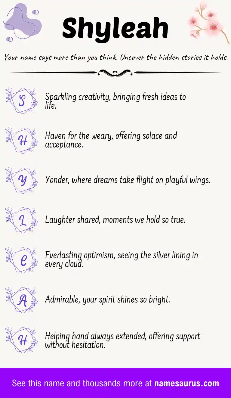 Acrostic poem about Shyleah.
