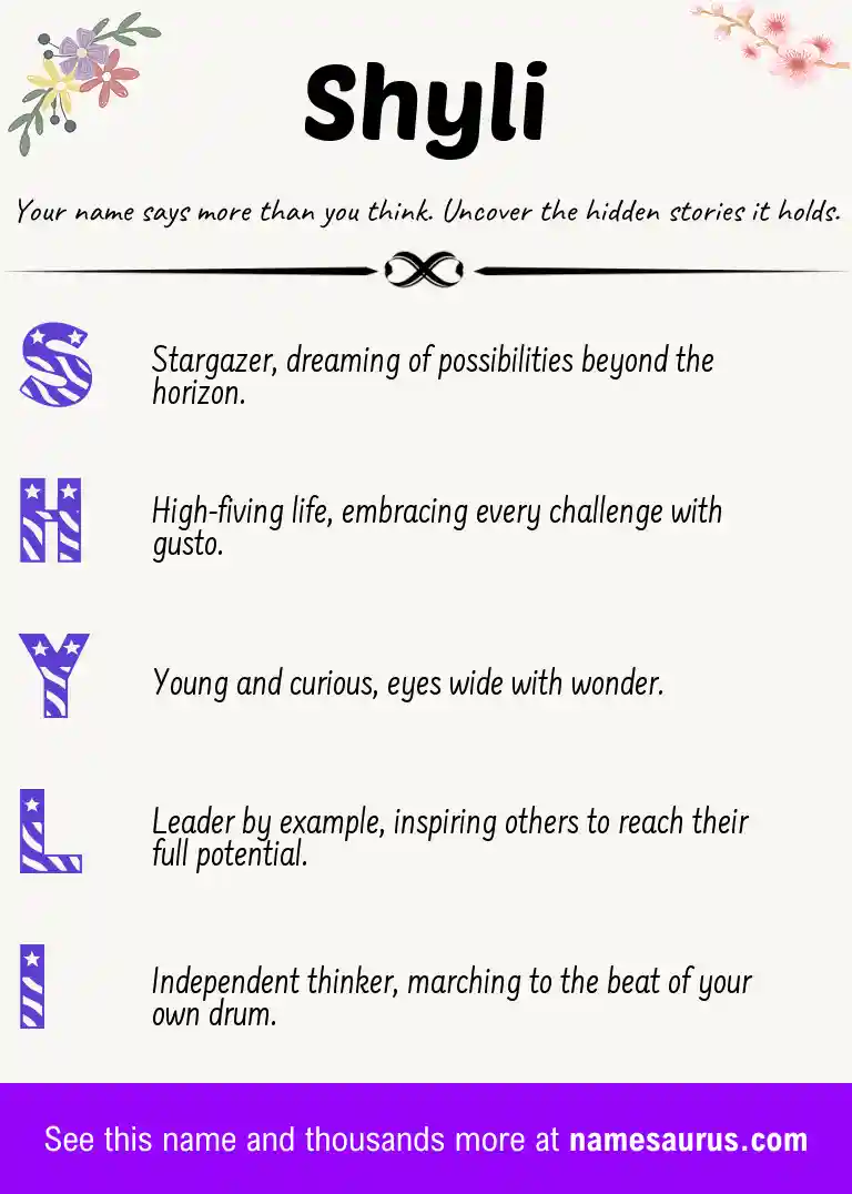 Acrostic poem about Shyli.