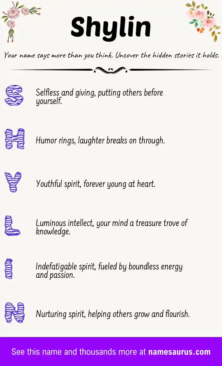Acrostic poem about Shylin.
