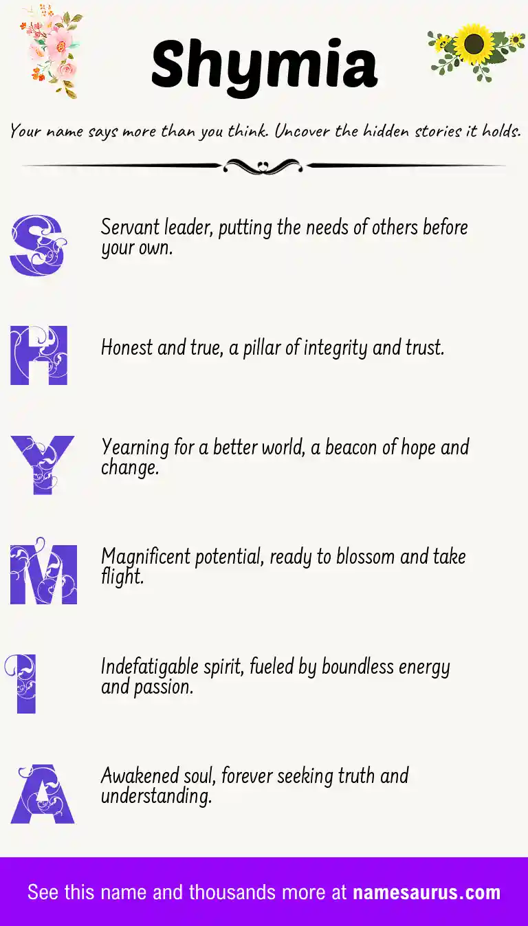 Acrostic poem about Shymia.