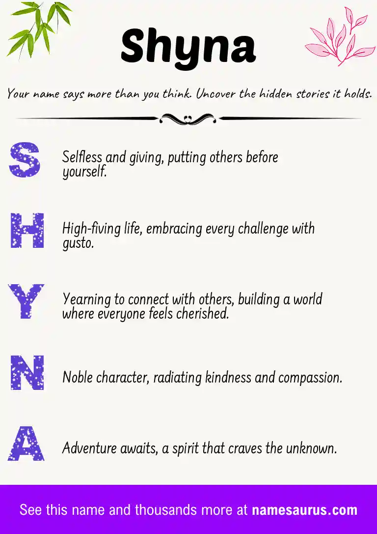 Acrostic poem about Shyna.