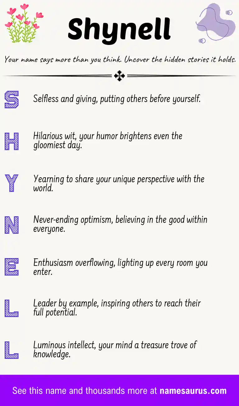 Acrostic poem about Shynell.
