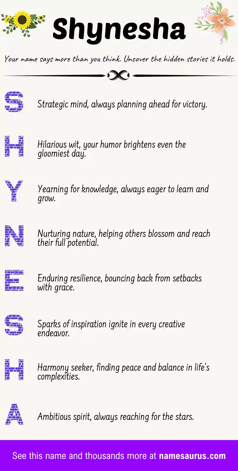 Acrostic poem about Shynesha.
