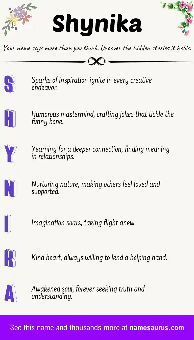 Acrostic poem about Shynika.
