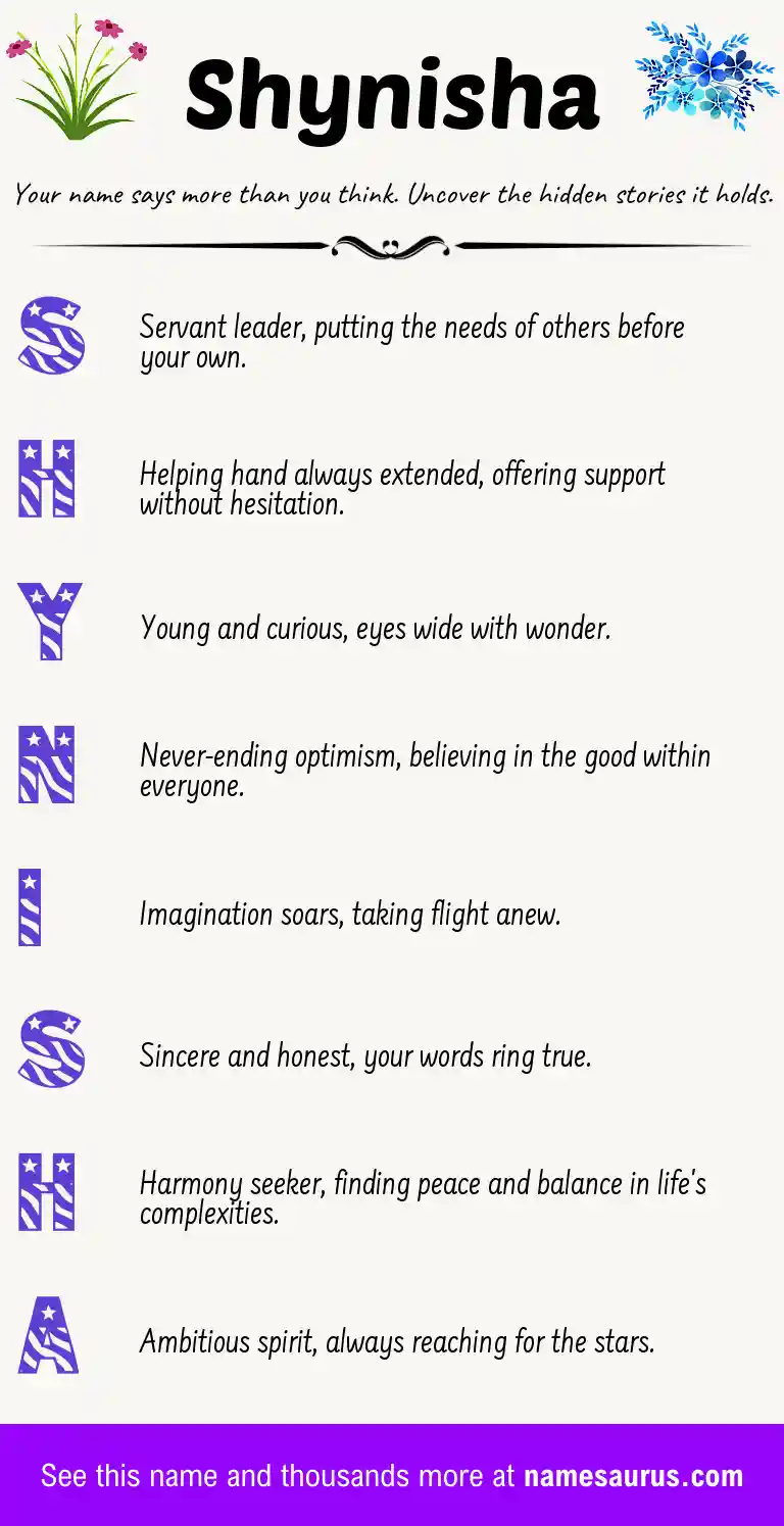 Acrostic poem about Shynisha.