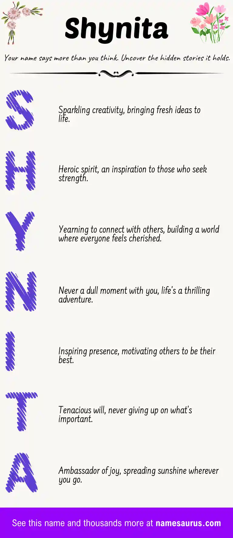 Acrostic poem about Shynita.