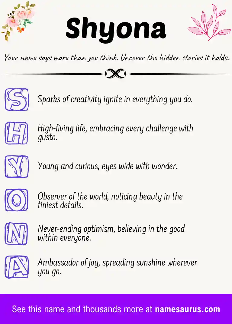 Acrostic poem about Shyona.