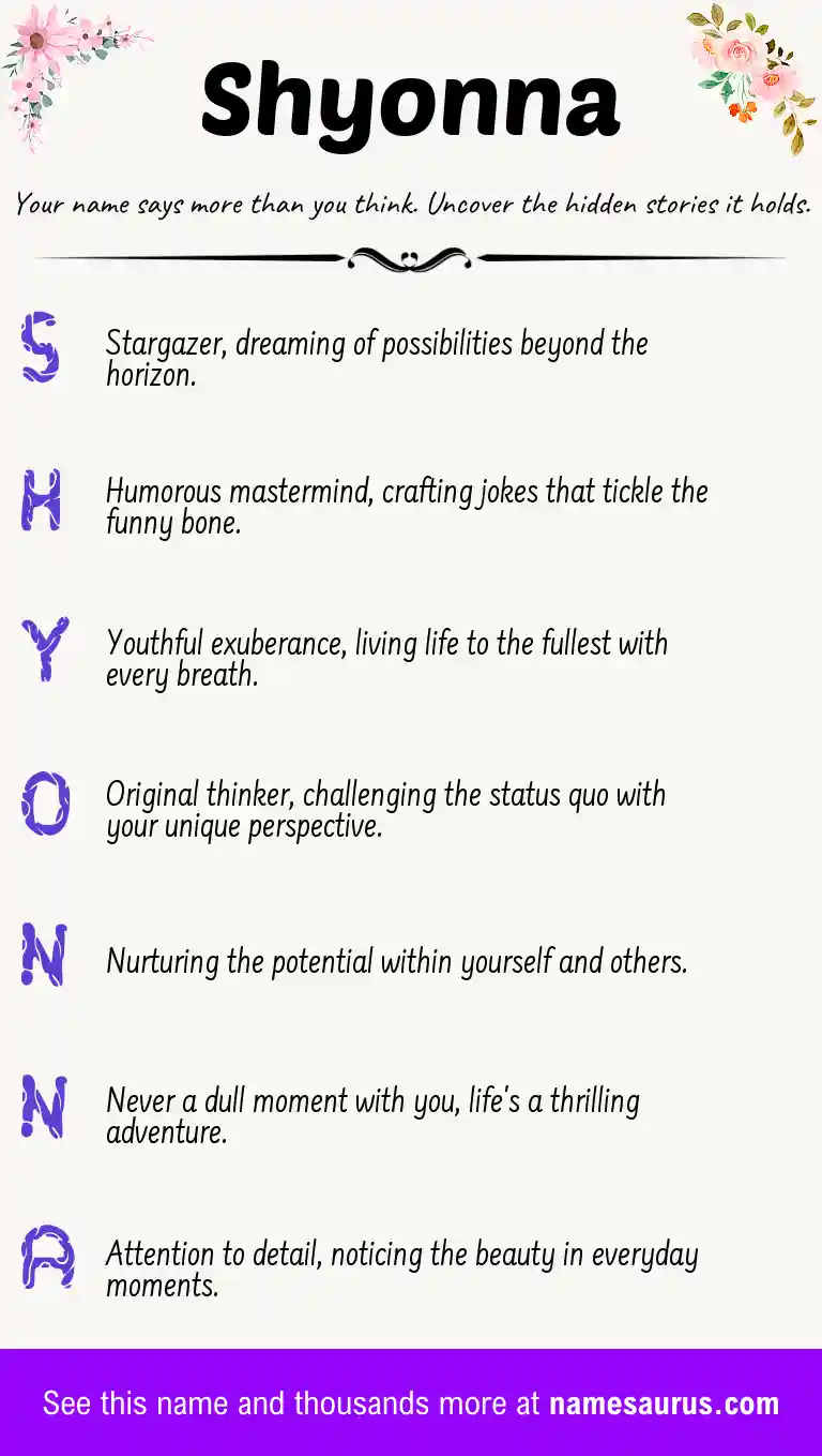 Acrostic poem about Shyonna.