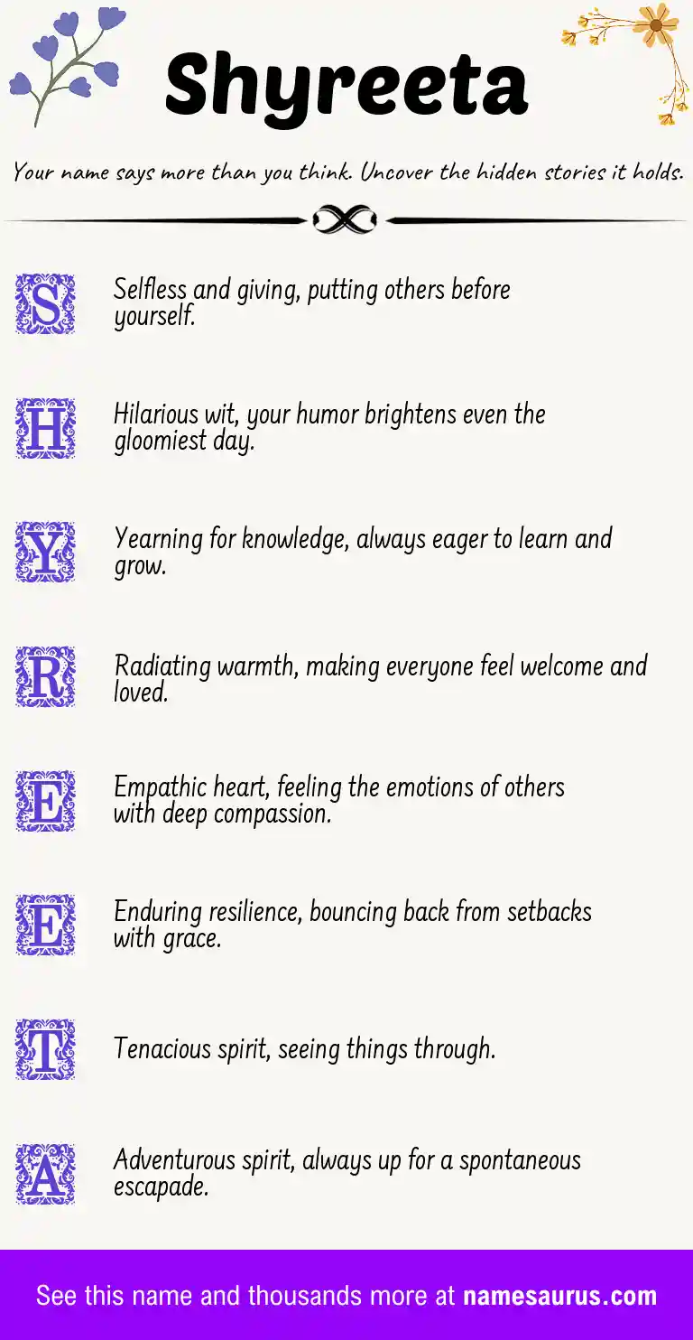 Acrostic poem about Shyreeta.