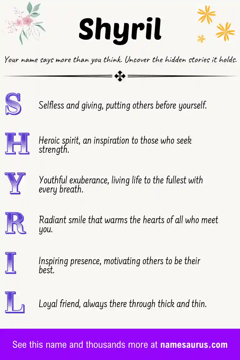 Acrostic poem about Shyril.