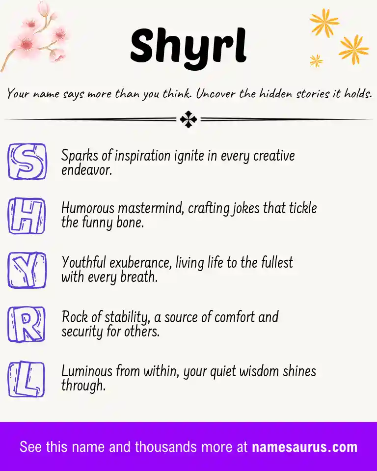 Acrostic poem about Shyrl.