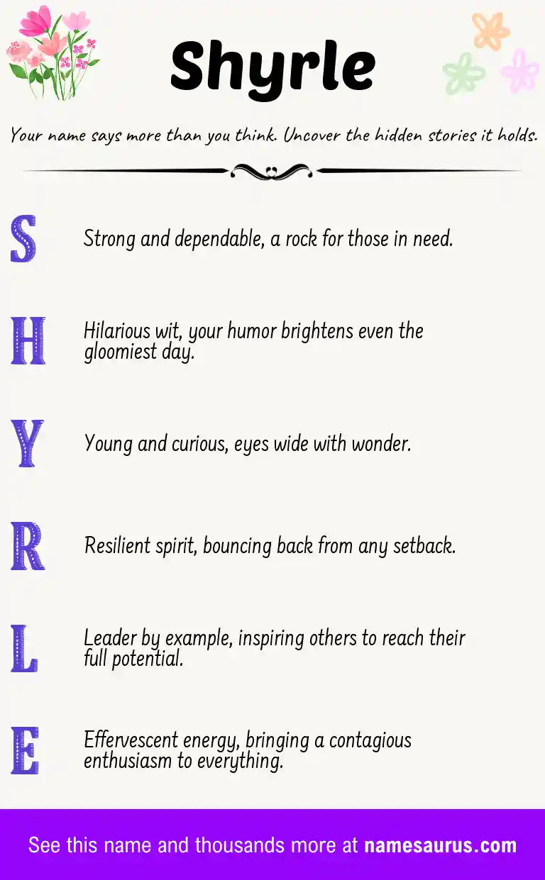 Acrostic poem about Shyrle.
