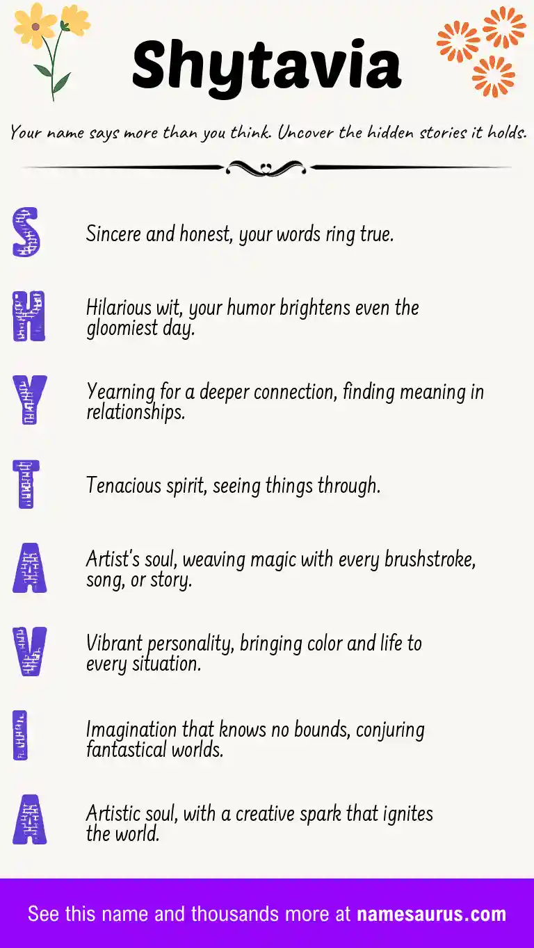 Acrostic poem about Shytavia.