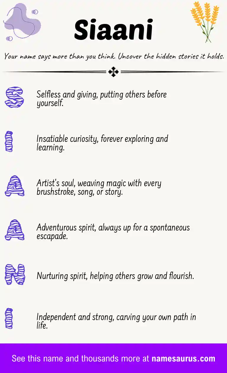 Acrostic poem about Siaani.