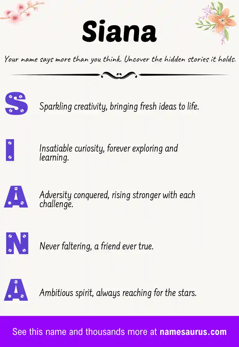 Acrostic poem about Siana.