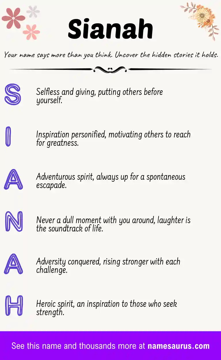 Acrostic poem about Sianah.
