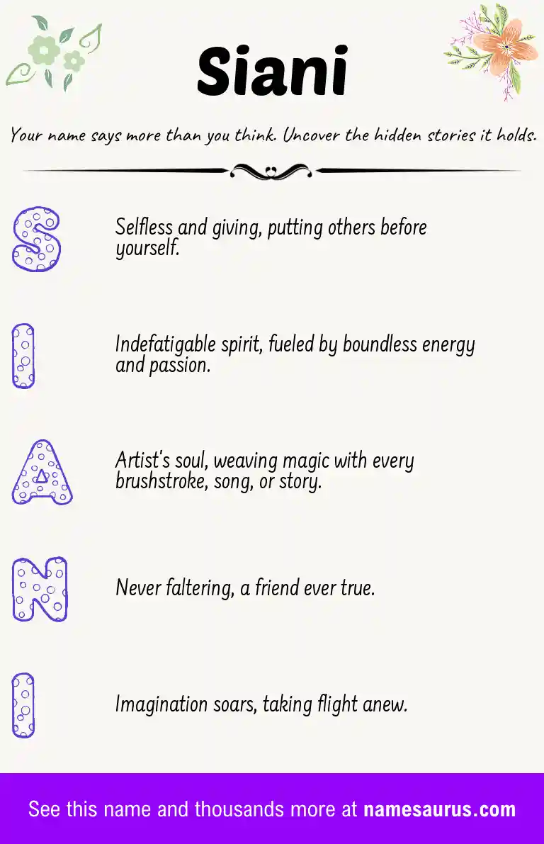 Acrostic poem about Siani.