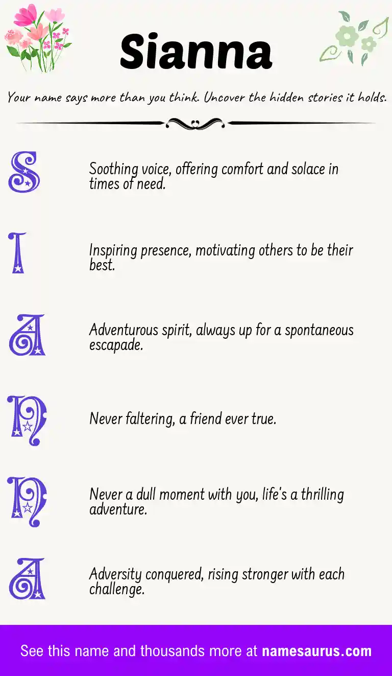 Acrostic poem about Sianna.