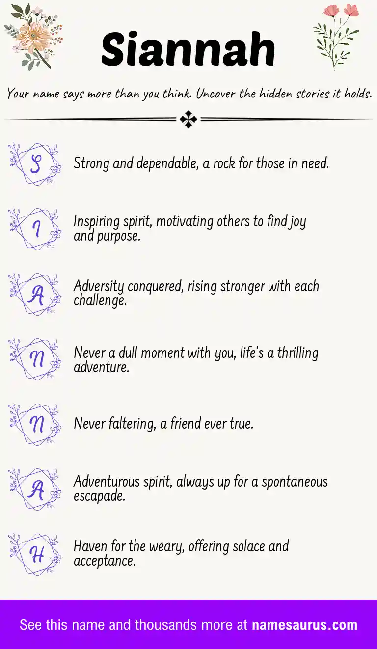 Acrostic poem about Siannah.