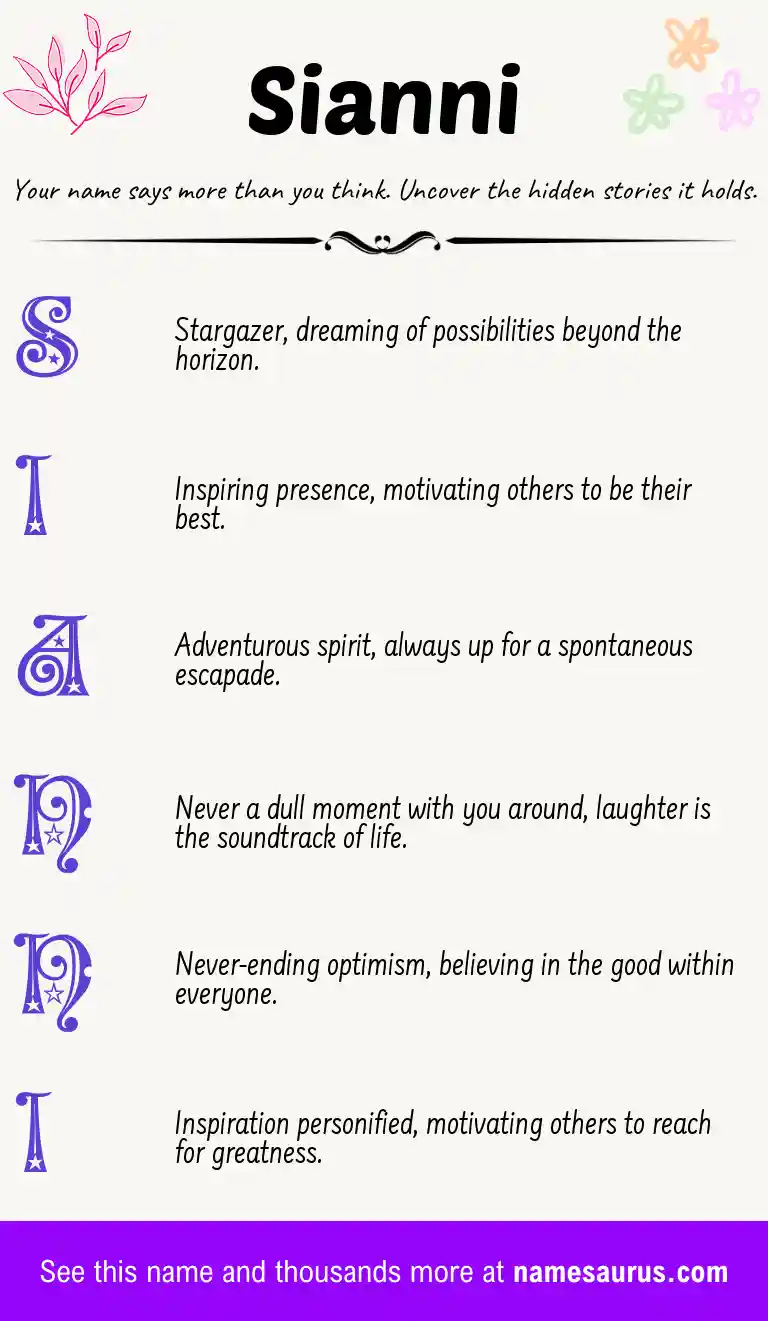 Acrostic poem about Sianni.