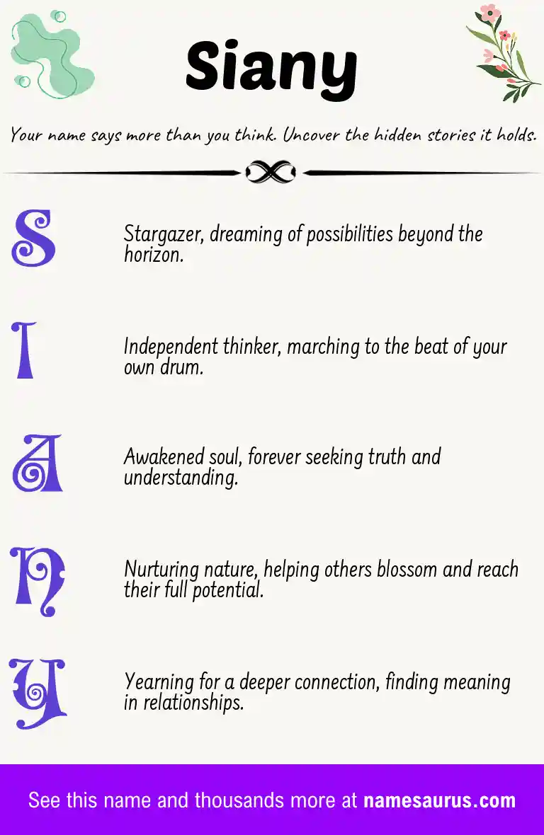 Acrostic poem about Siany.