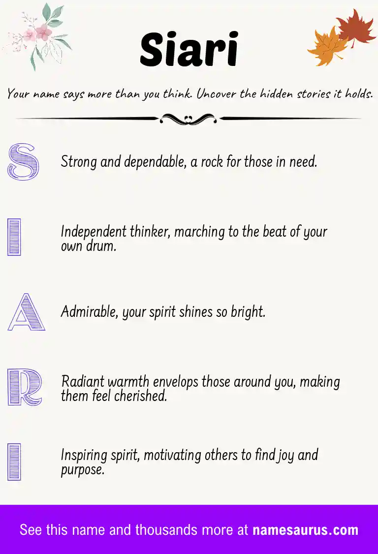 Acrostic poem about Siari.