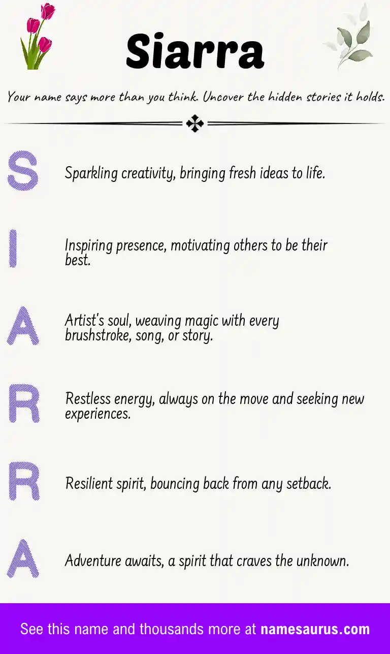 Acrostic poem about Siarra.