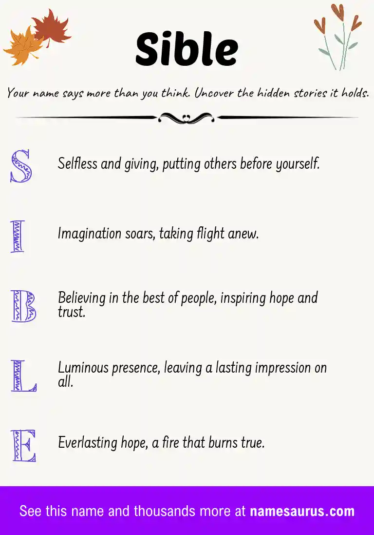 Acrostic poem about Sible.