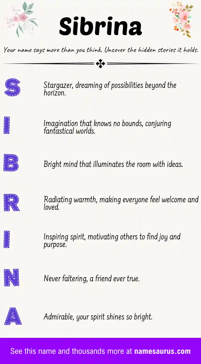 Acrostic poem about Sibrina.