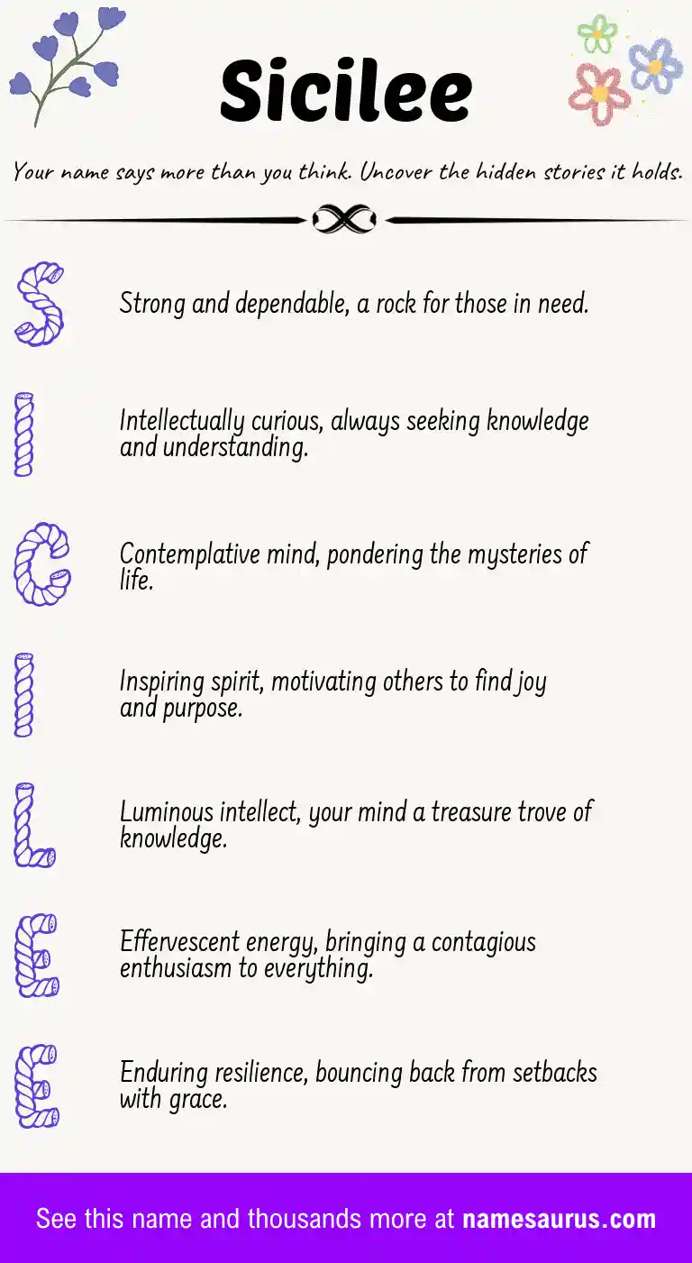 Acrostic poem about Sicilee.