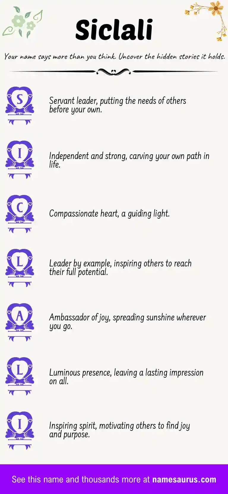 Acrostic poem about Siclali.