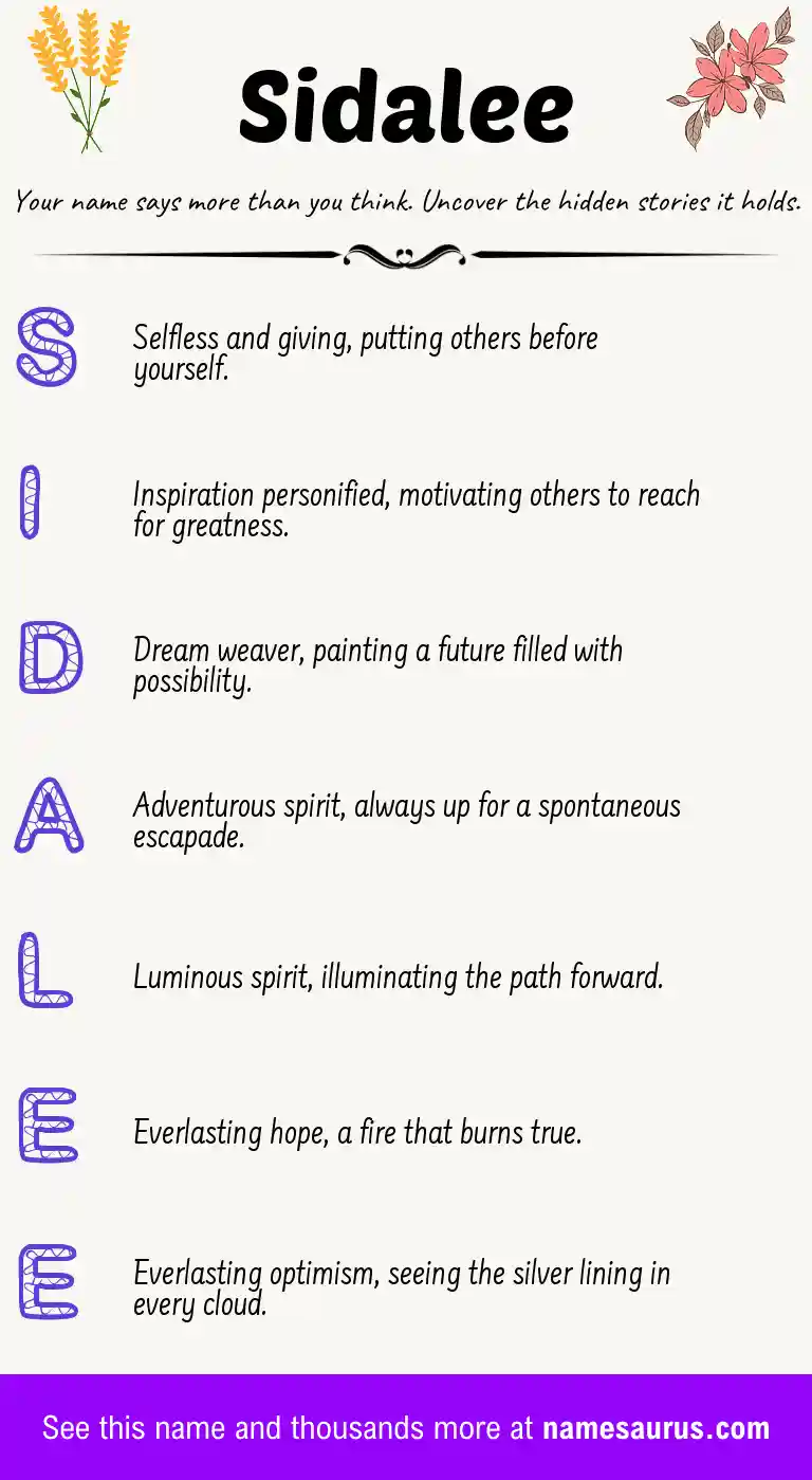Acrostic poem about Sidalee.