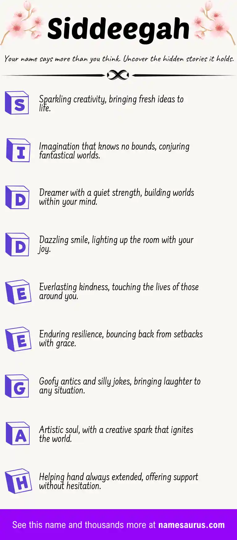 Acrostic poem about Siddeegah.