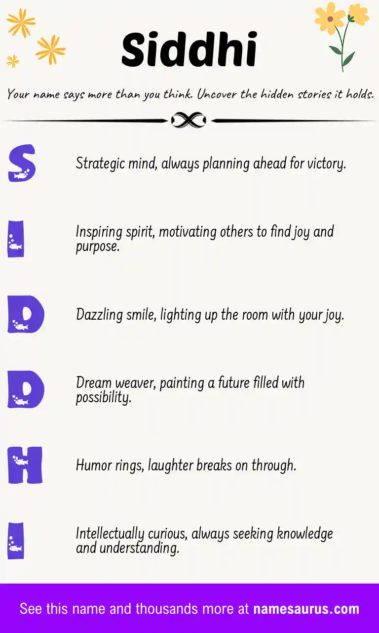 Acrostic poem about Siddhi.