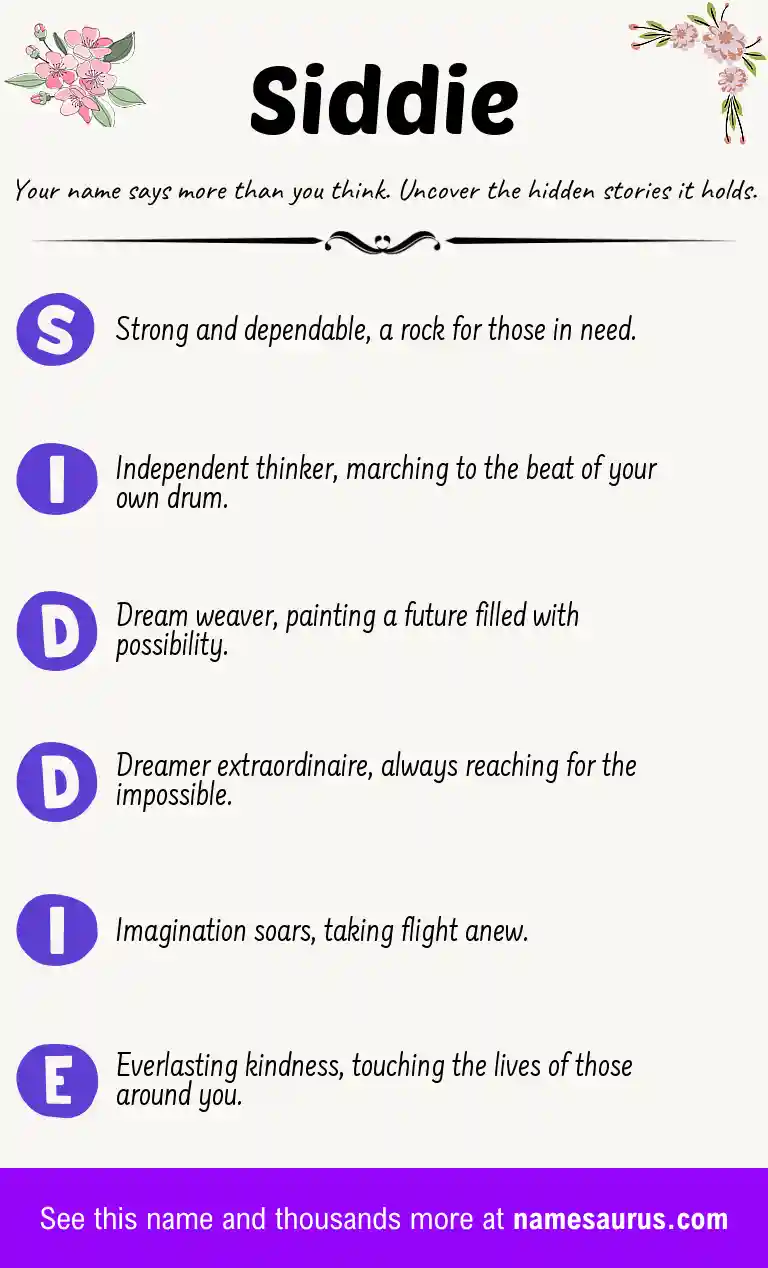 Acrostic poem about Siddie.