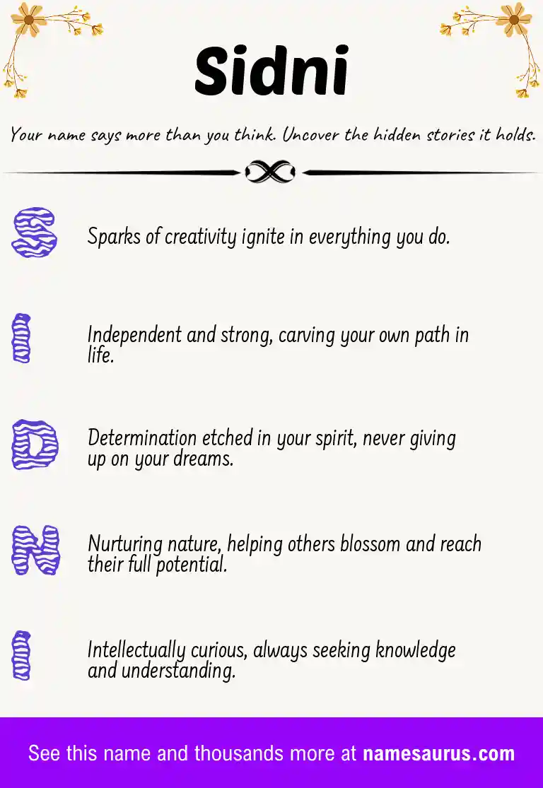 Acrostic poem about Sidni.
