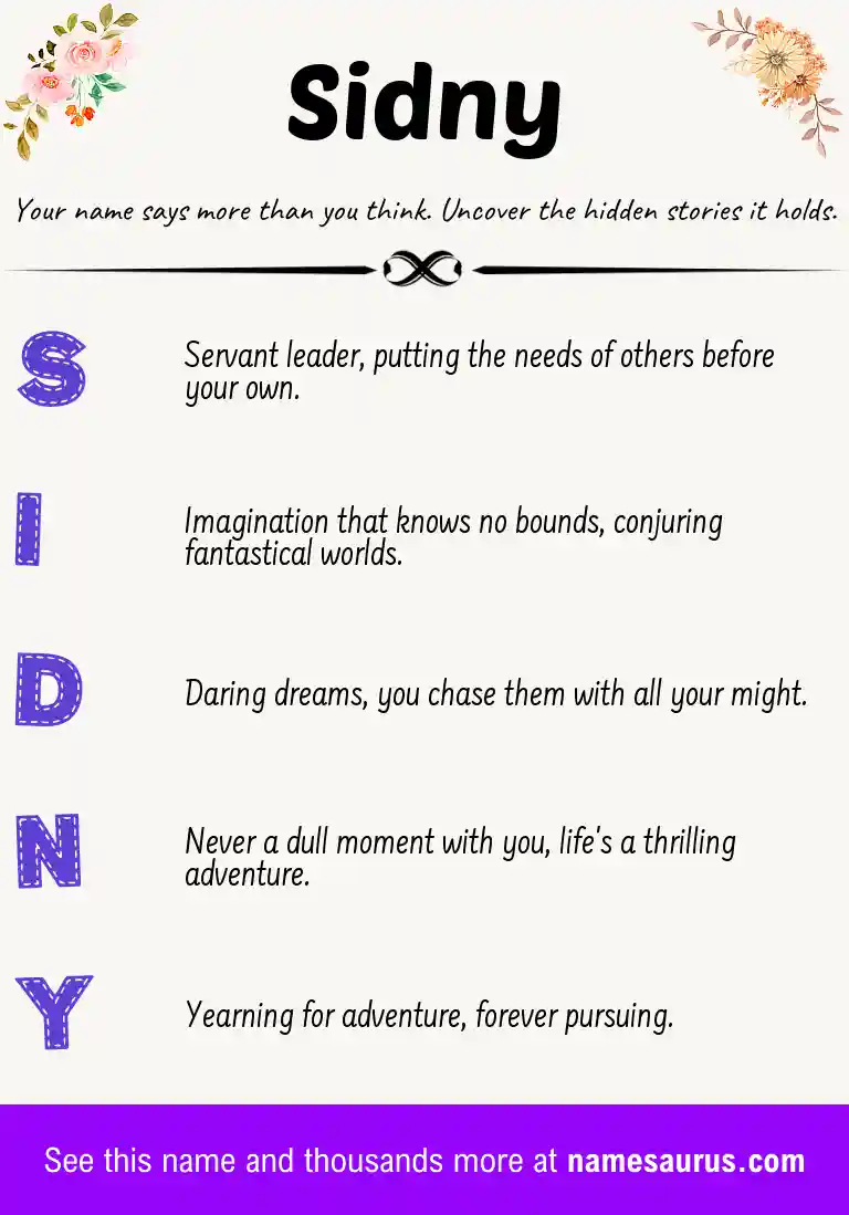 Acrostic poem about Sidny.