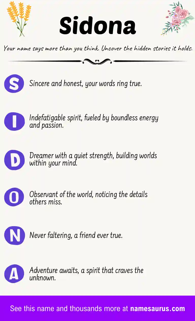 Acrostic poem about Sidona.