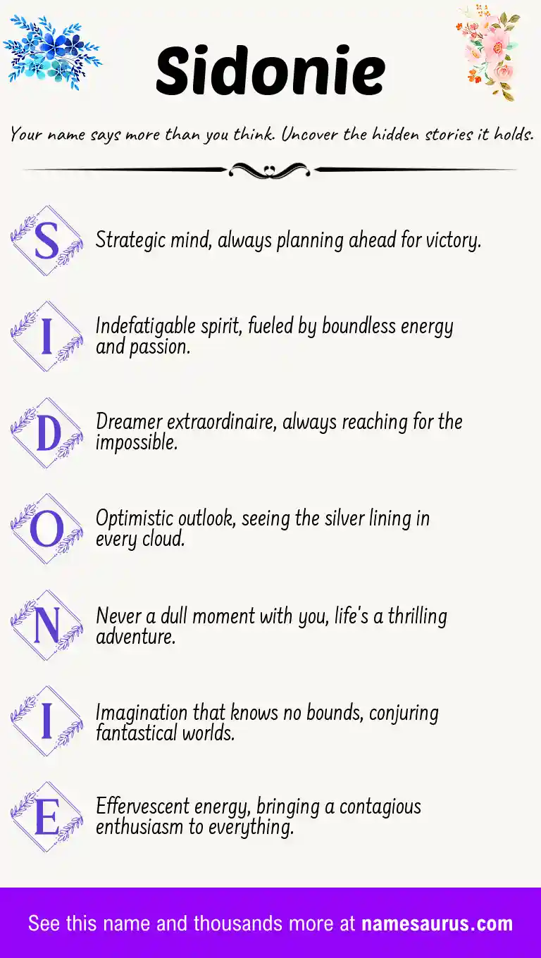 Acrostic poem about Sidonie.
