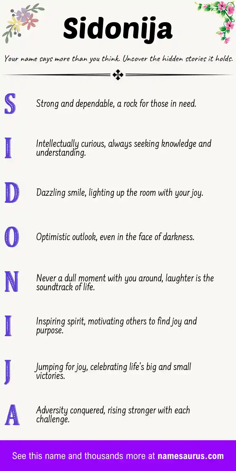 Acrostic poem about Sidonija.
